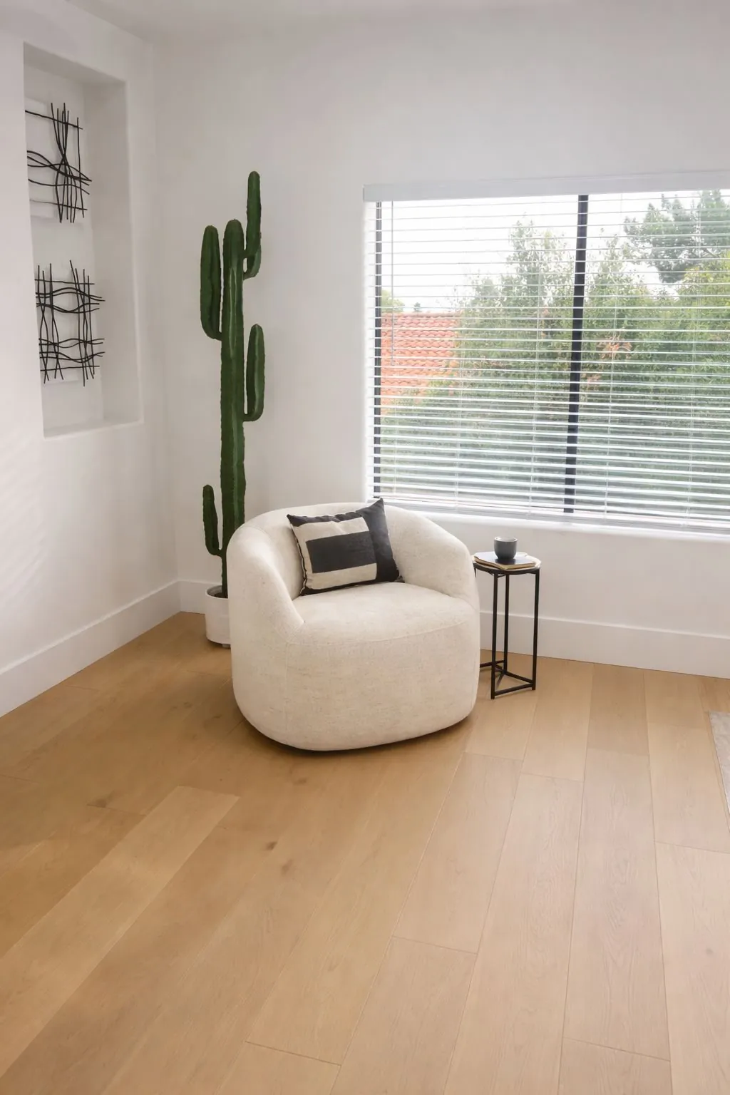 Scottsdale, AZ living room finished in white oak look LVP flooring by RDC Renovation