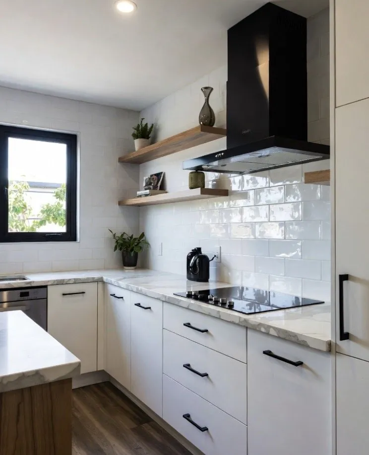 Scottsdale, AZ kitchen with a white subway tile backsplash over quartz countertops, installed by RDC