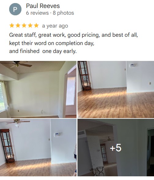 Google review by Paul Reeves for RDC wood-look flooring installation in Sun City, AZ: “kept their word on completion day”